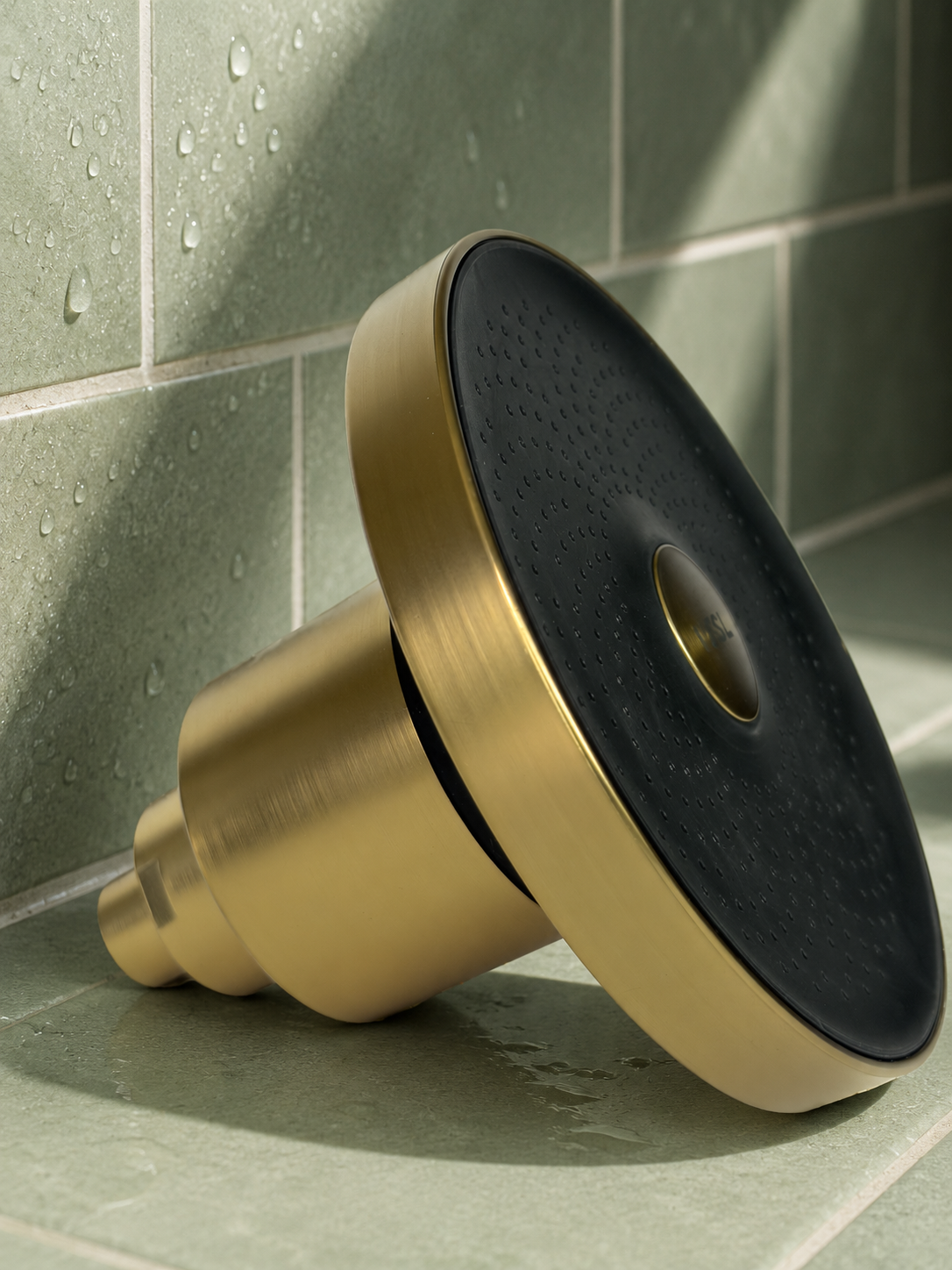VESL gold showerhead lifestyle